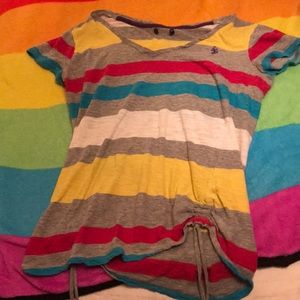 Striped Colorful Grey Polo Top